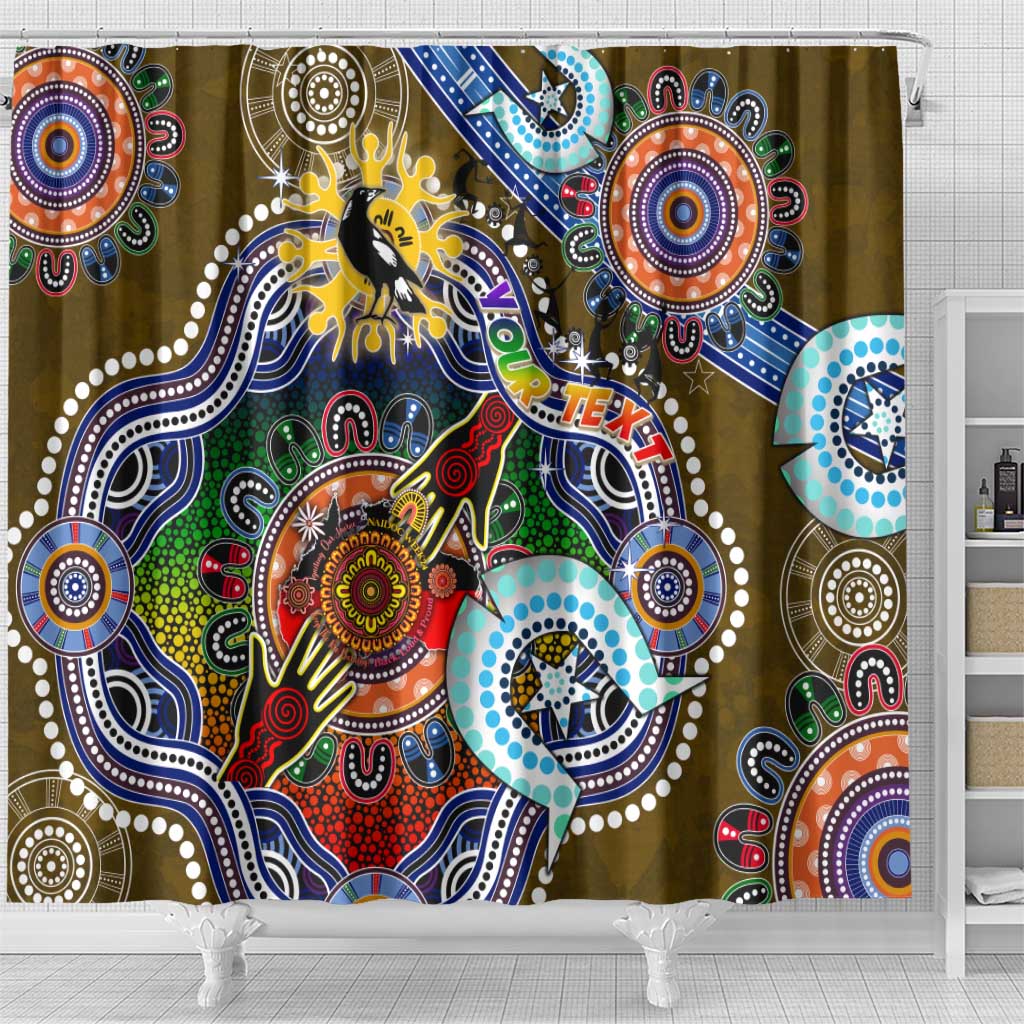 Custom NAIDOC Week 2024 Collingwood Magpies Shower Curtain Australia Aboriginal Dot Painting