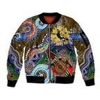 Custom NAIDOC Week 2024 Collingwood Magpies Sleeve Zip Bomber Jacket Australia Aboriginal Dot Painting