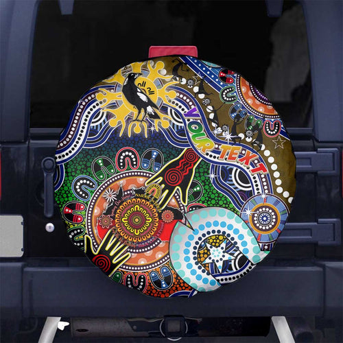 Custom NAIDOC Week 2024 Collingwood Magpies Spare Tire Cover Australia Aboriginal Dot Painting