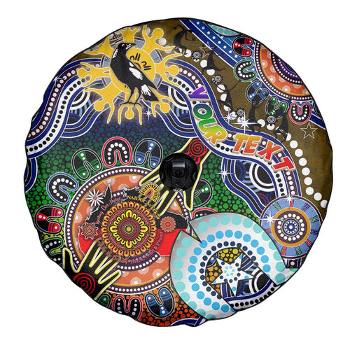Custom NAIDOC Week 2024 Collingwood Magpies Spare Tire Cover Australia Aboriginal Dot Painting