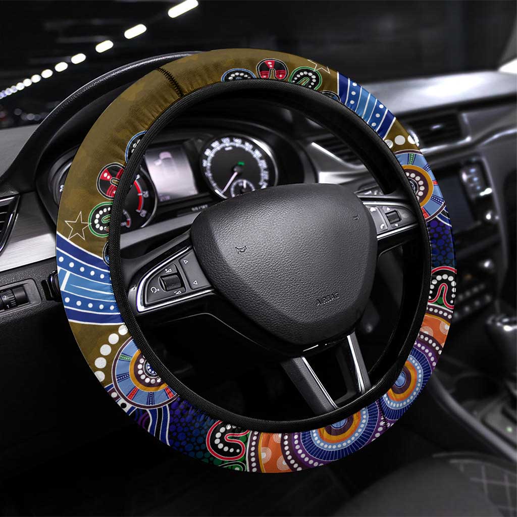 NAIDOC Week 2024 Collingwood Magpies Steering Wheel Cover Australia Aboriginal Dot Painting