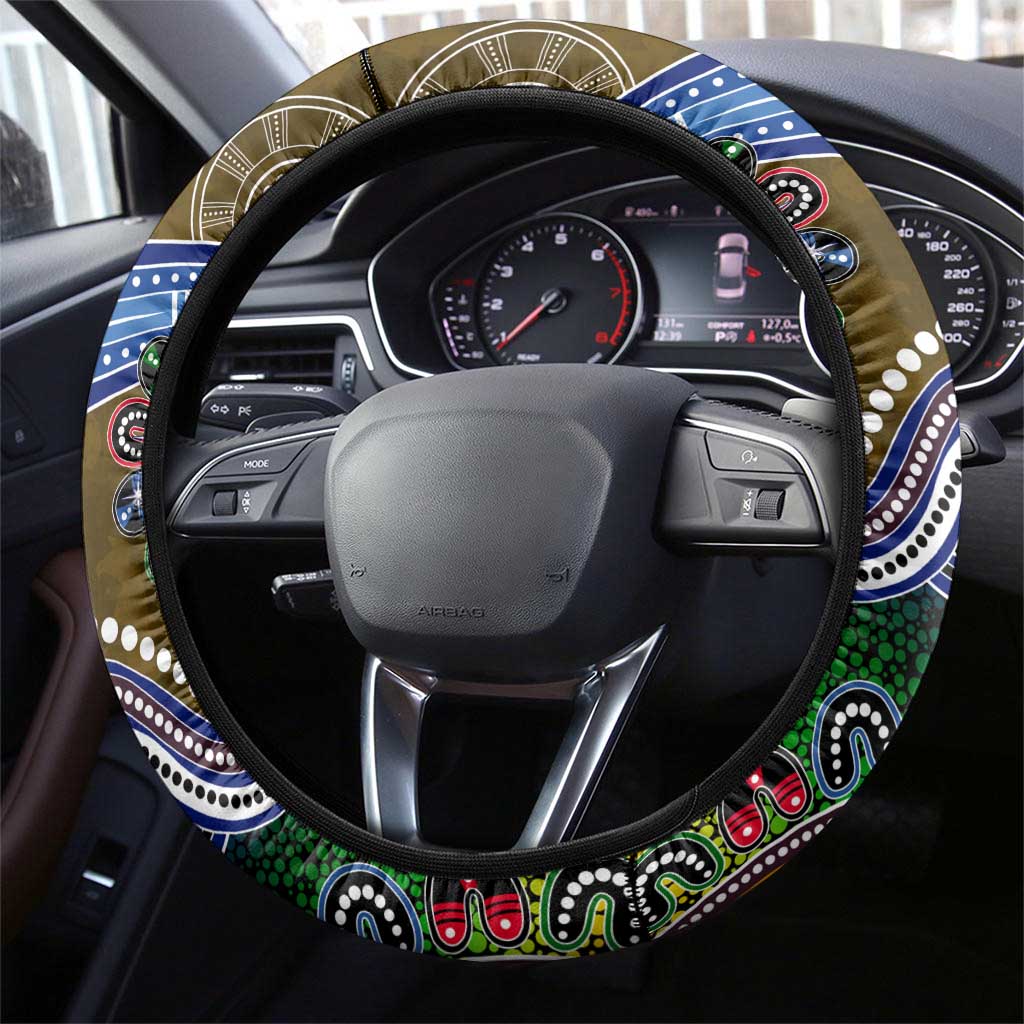 NAIDOC Week 2024 Collingwood Magpies Steering Wheel Cover Australia Aboriginal Dot Painting