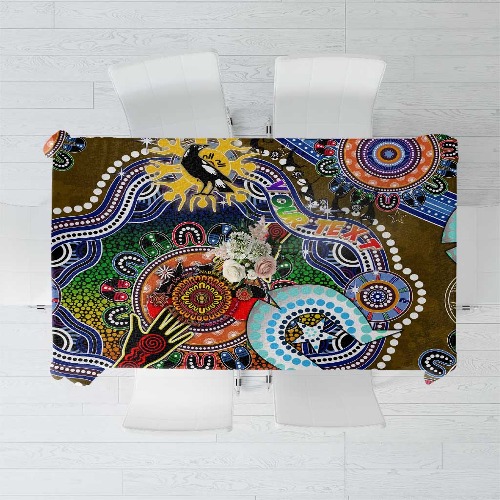 Custom NAIDOC Week 2024 Collingwood Magpies Tablecloth Australia Aboriginal Dot Painting