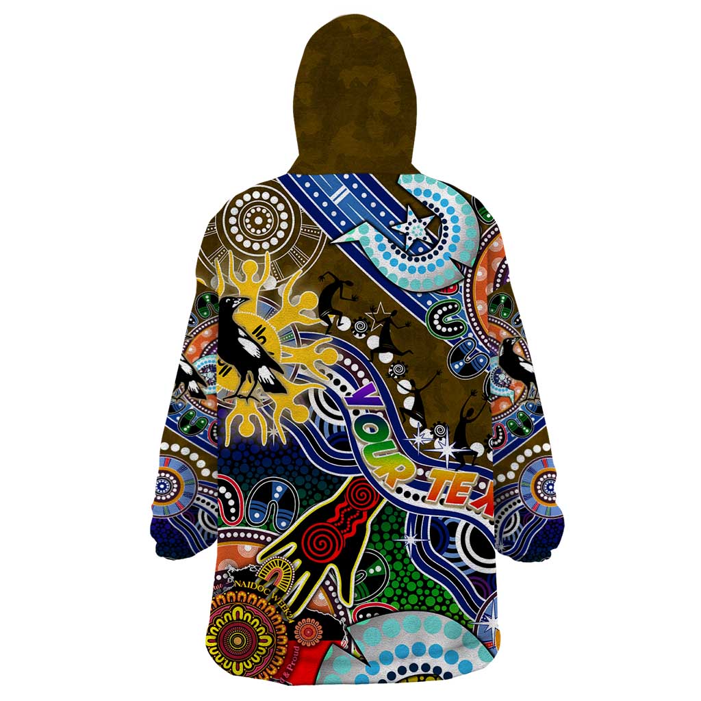 Custom NAIDOC Week 2024 Collingwood Magpies Wearable Blanket Hoodie Australia Aboriginal Dot Painting