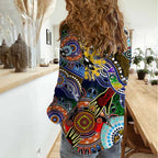 Custom NAIDOC Week 2024 Collingwood Magpies Women Casual Shirt Australia Aboriginal Dot Painting
