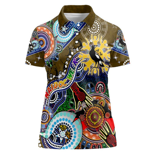 Custom NAIDOC Week 2024 Collingwood Magpies Women Polo Shirt Australia Aboriginal Dot Painting