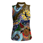Custom NAIDOC Week 2024 Collingwood Magpies Women Sleeveless Polo Shirt Australia Aboriginal Dot Painting