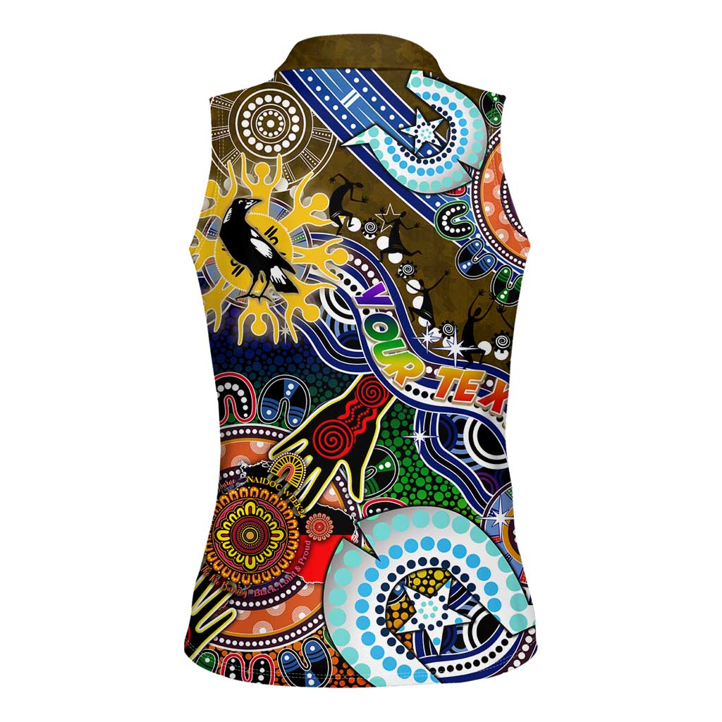Custom NAIDOC Week 2024 Collingwood Magpies Women Sleeveless Polo Shirt Australia Aboriginal Dot Painting