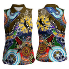 Custom NAIDOC Week 2024 Collingwood Magpies Women Sleeveless Polo Shirt Australia Aboriginal Dot Painting