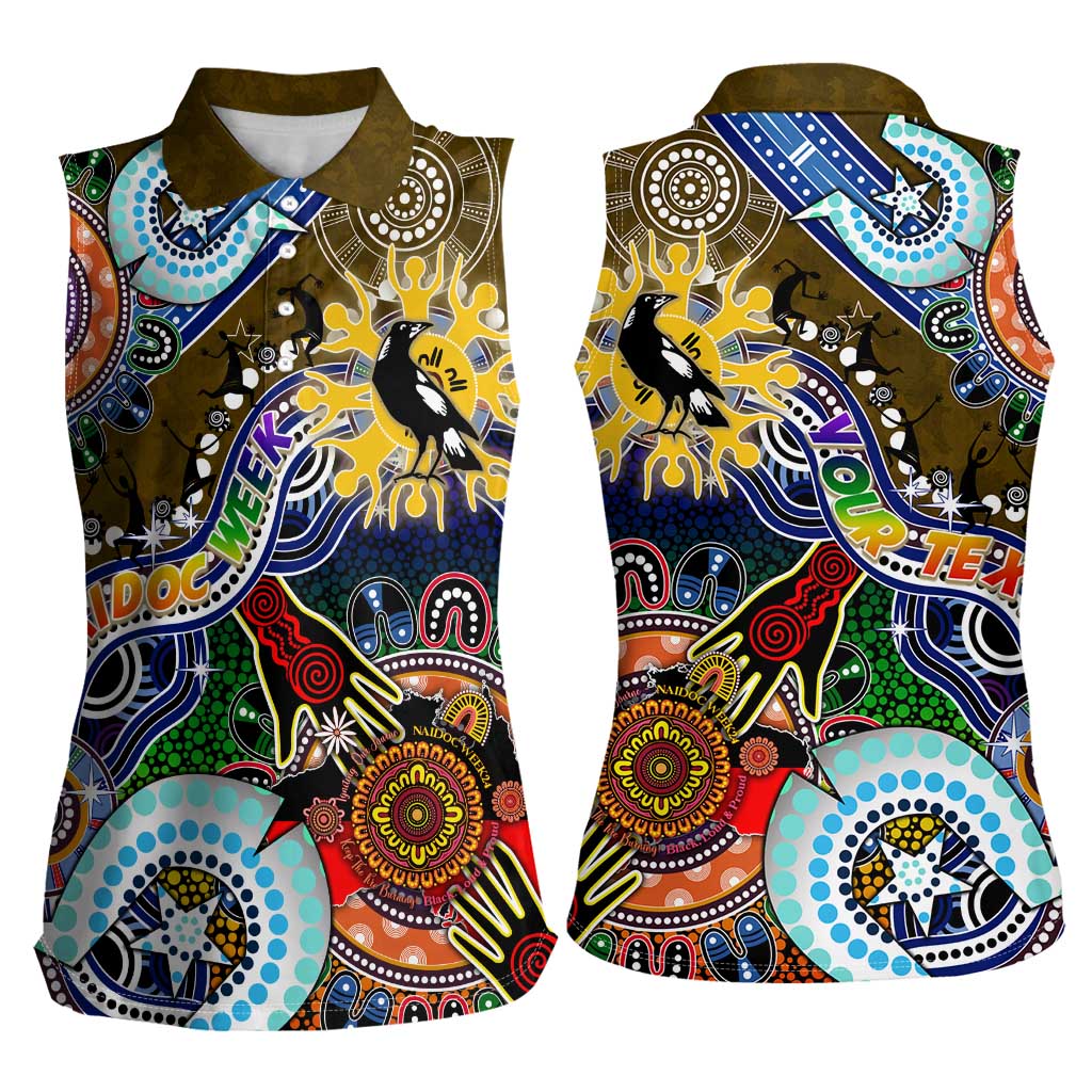 Custom NAIDOC Week 2024 Collingwood Magpies Women Sleeveless Polo Shirt Australia Aboriginal Dot Painting