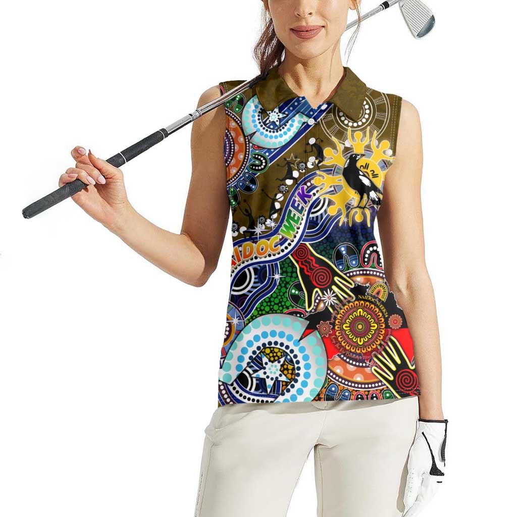 Custom NAIDOC Week 2024 Collingwood Magpies Women Sleeveless Polo Shirt Australia Aboriginal Dot Painting