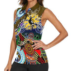 Custom NAIDOC Week 2024 Collingwood Magpies Women Sleeveless Polo Shirt Australia Aboriginal Dot Painting