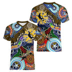 Custom NAIDOC Week 2024 Collingwood Magpies Women V-Neck T-Shirt Australia Aboriginal Dot Painting