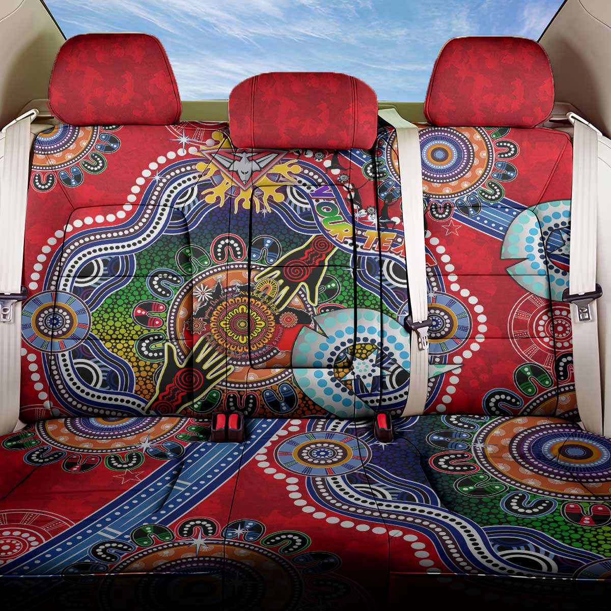 Custom NAIDOC Week 2024 Essendon Bombers Back Car Seat Cover Australia Aboriginal Dot Painting