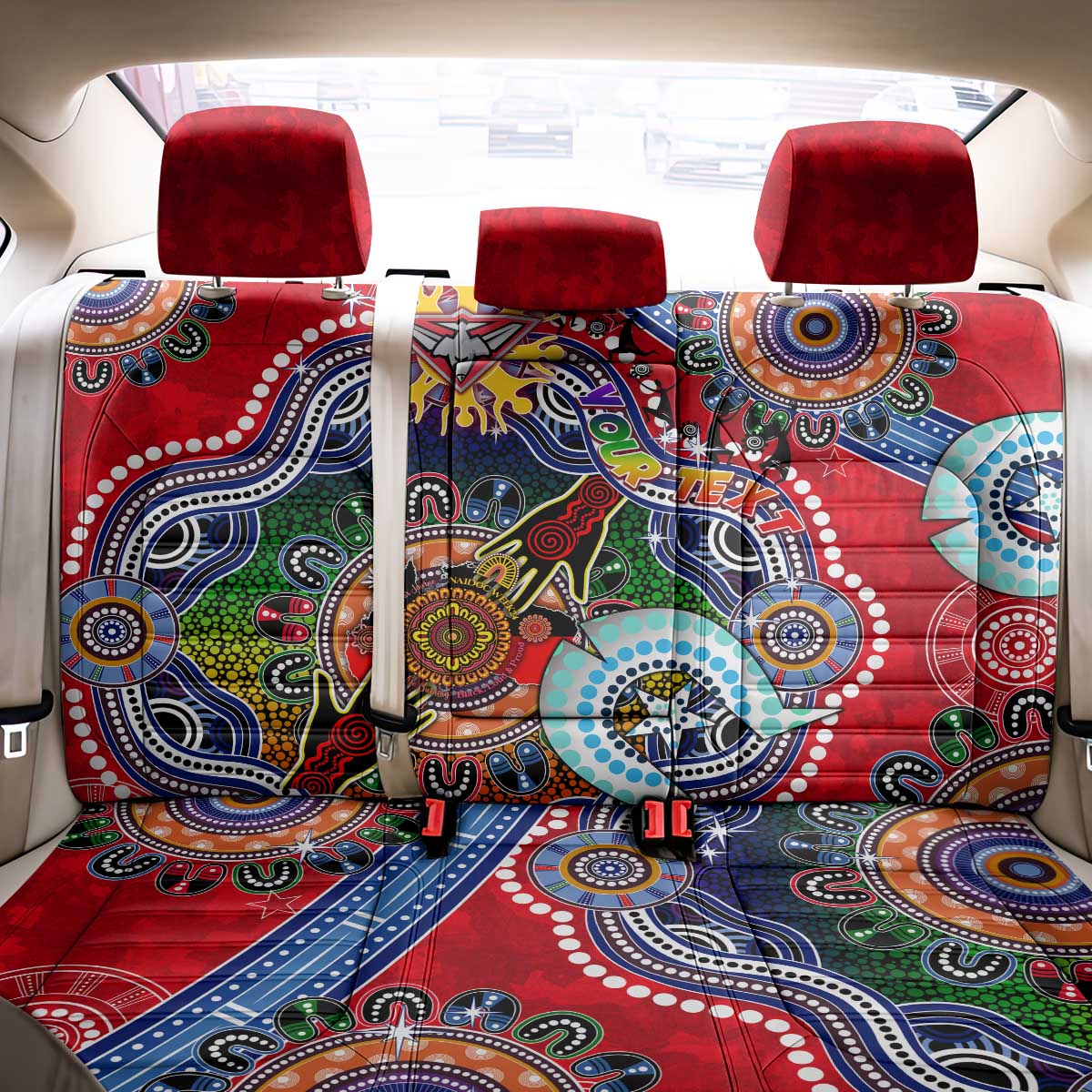 Custom NAIDOC Week 2024 Essendon Bombers Back Car Seat Cover Australia Aboriginal Dot Painting