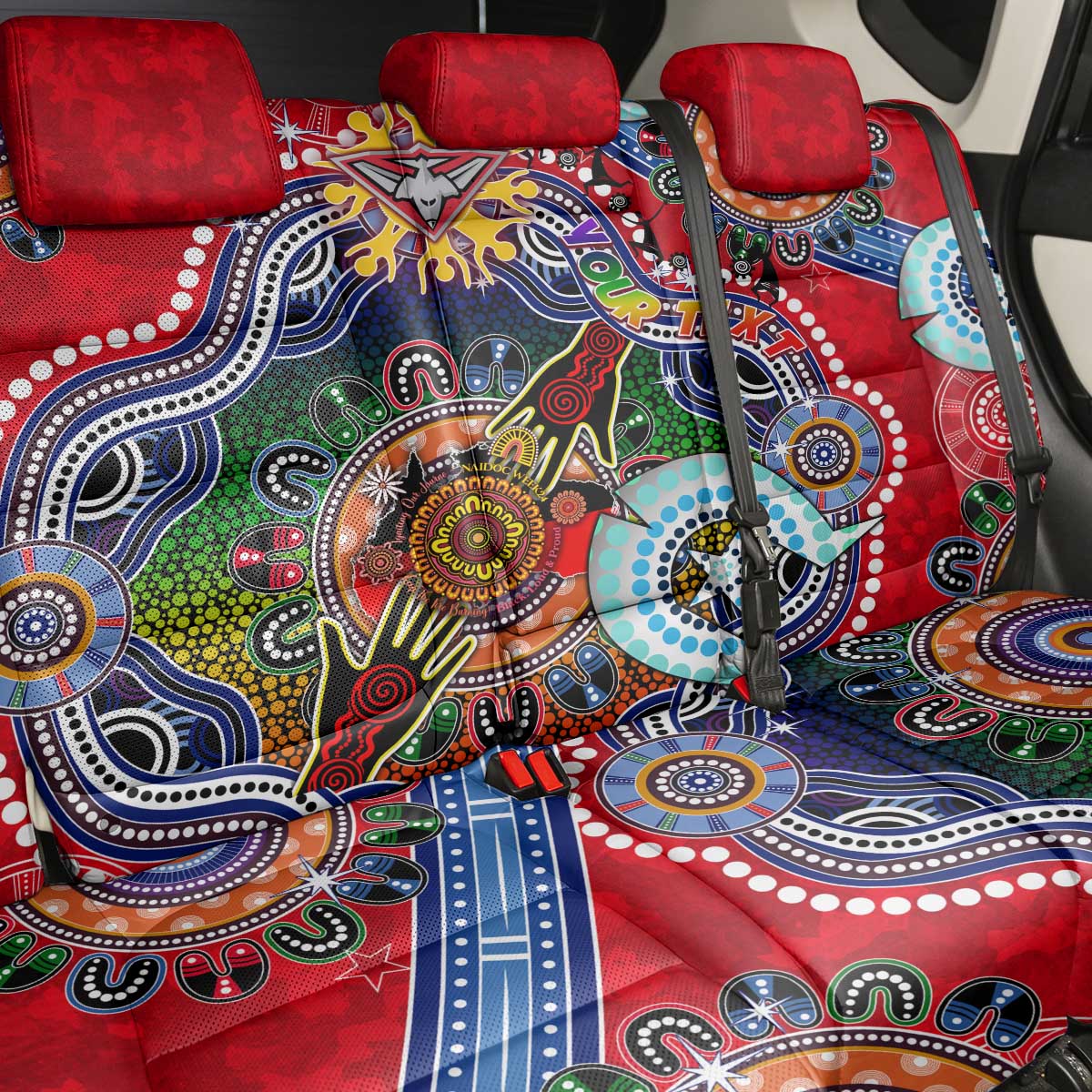Custom NAIDOC Week 2024 Essendon Bombers Back Car Seat Cover Australia Aboriginal Dot Painting