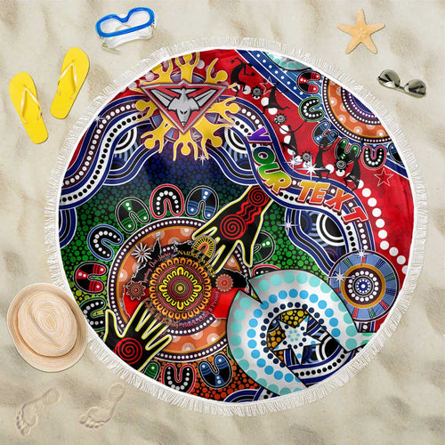 Custom NAIDOC Week 2024 Essendon Bombers Beach Blanket Australia Aboriginal Dot Painting