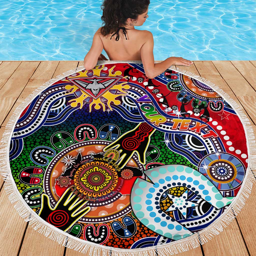 Custom NAIDOC Week 2024 Essendon Bombers Beach Blanket Australia Aboriginal Dot Painting