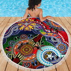 Custom NAIDOC Week 2024 Essendon Bombers Beach Blanket Australia Aboriginal Dot Painting