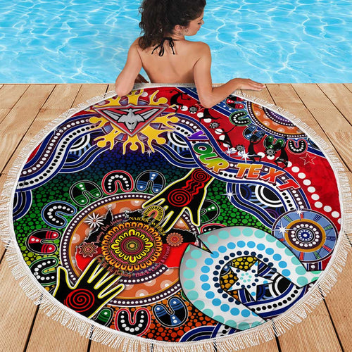 Custom NAIDOC Week 2024 Essendon Bombers Beach Blanket Australia Aboriginal Dot Painting