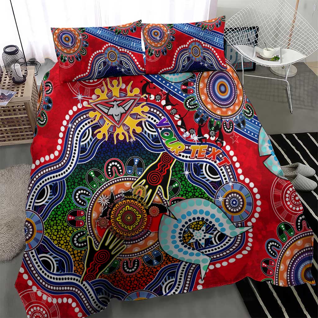Custom NAIDOC Week 2024 Essendon Bombers Bedding Set Australia Aboriginal Dot Painting