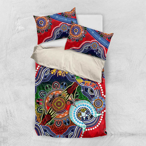 Custom NAIDOC Week 2024 Essendon Bombers Bedding Set Australia Aboriginal Dot Painting