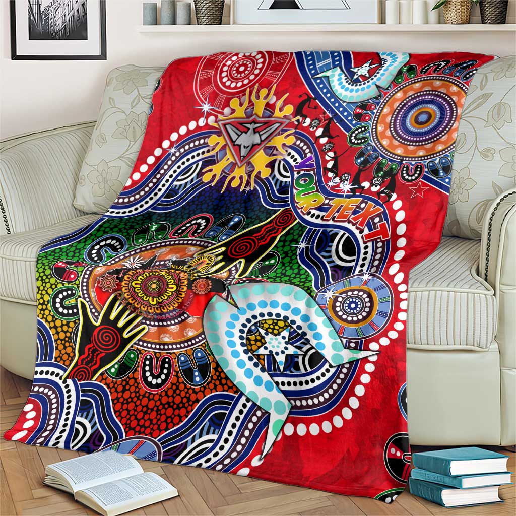 Custom NAIDOC Week 2024 Essendon Bombers Blanket Australia Aboriginal Dot Painting
