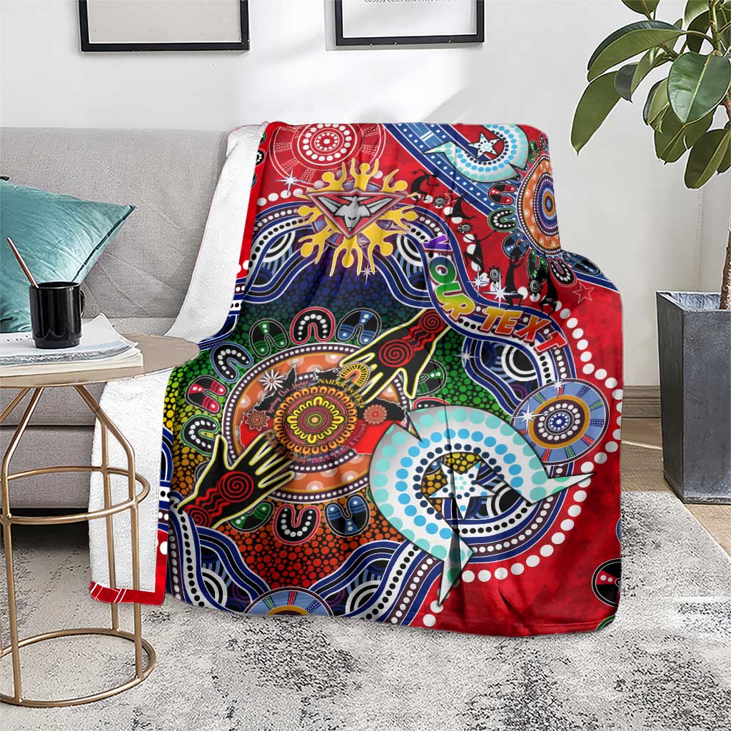Custom NAIDOC Week 2024 Essendon Bombers Blanket Australia Aboriginal Dot Painting