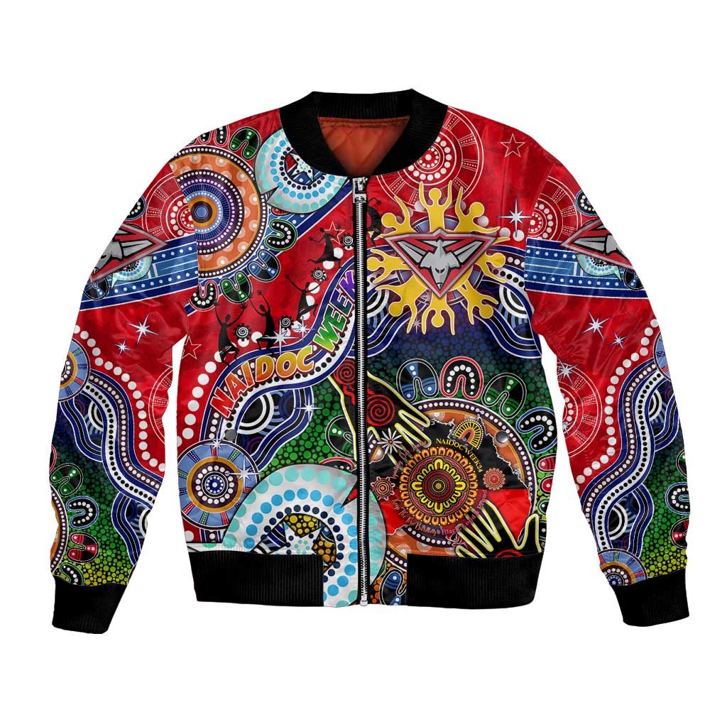 Custom NAIDOC Week 2024 Essendon Bombers Bomber Jacket Australia Aboriginal Dot Painting