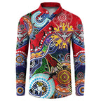 Custom NAIDOC Week 2024 Essendon Bombers Button Sweatshirt Australia Aboriginal Dot Painting