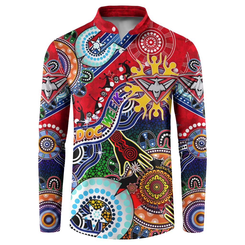 Custom NAIDOC Week 2024 Essendon Bombers Button Sweatshirt Australia Aboriginal Dot Painting