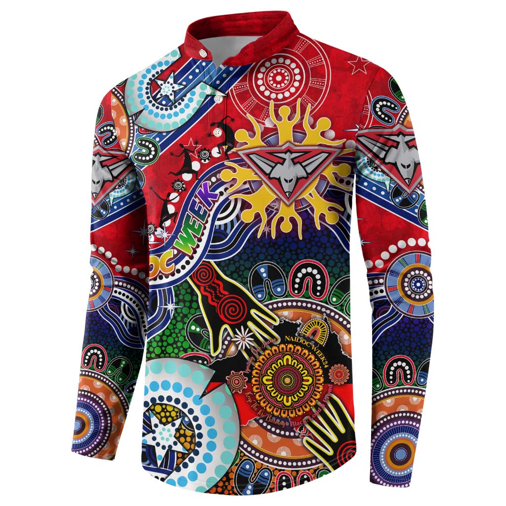 Custom NAIDOC Week 2024 Essendon Bombers Button Sweatshirt Australia Aboriginal Dot Painting