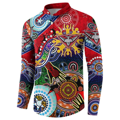 Custom NAIDOC Week 2024 Essendon Bombers Button Sweatshirt Australia Aboriginal Dot Painting