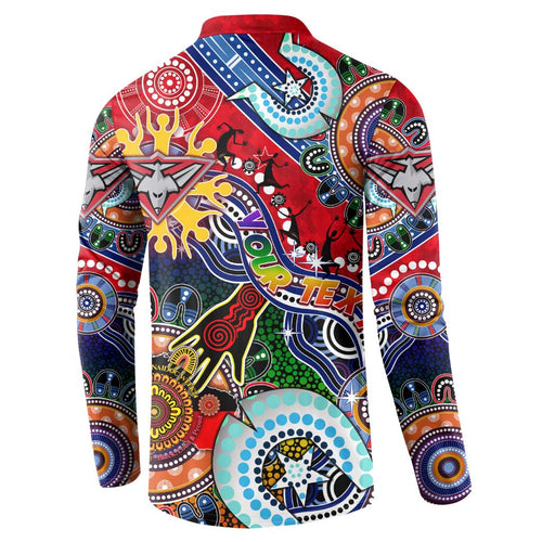 Custom NAIDOC Week 2024 Essendon Bombers Button Sweatshirt Australia Aboriginal Dot Painting