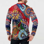Custom NAIDOC Week 2024 Essendon Bombers Button Sweatshirt Australia Aboriginal Dot Painting