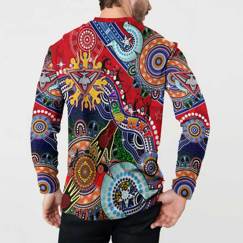 Custom NAIDOC Week 2024 Essendon Bombers Button Sweatshirt Australia Aboriginal Dot Painting