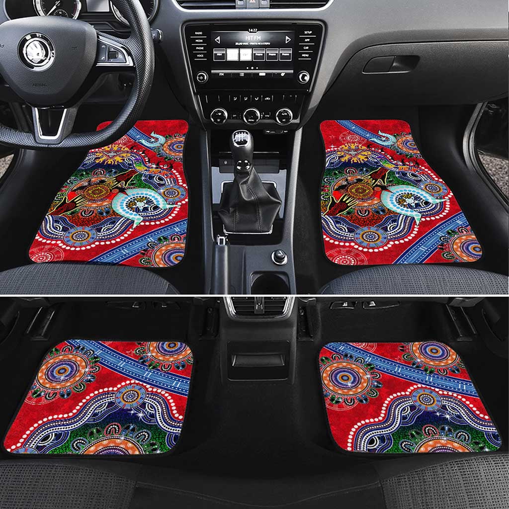Custom NAIDOC Week 2024 Essendon Bombers Car Mats Australia Aboriginal Dot Painting