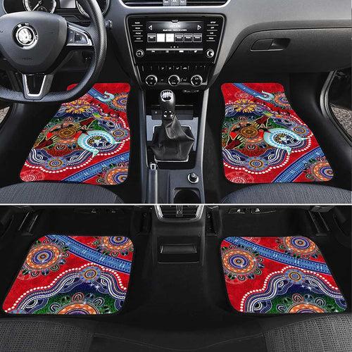 Custom NAIDOC Week 2024 Essendon Bombers Car Mats Australia Aboriginal Dot Painting