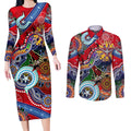 Custom NAIDOC Week 2024 Essendon Bombers Couples Matching Long Sleeve Bodycon Dress and Long Sleeve Button Shirt Australia Aboriginal Dot Painting