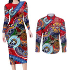 Custom NAIDOC Week 2024 Essendon Bombers Couples Matching Long Sleeve Bodycon Dress and Long Sleeve Button Shirt Australia Aboriginal Dot Painting