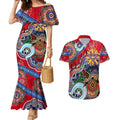 Custom NAIDOC Week 2024 Essendon Bombers Couples Matching Mermaid Dress and Hawaiian Shirt Australia Aboriginal Dot Painting