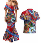 Custom NAIDOC Week 2024 Essendon Bombers Couples Matching Mermaid Dress and Hawaiian Shirt Australia Aboriginal Dot Painting