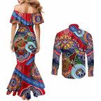 Custom NAIDOC Week 2024 Essendon Bombers Couples Matching Mermaid Dress and Long Sleeve Button Shirt Australia Aboriginal Dot Painting