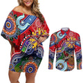 Custom NAIDOC Week 2024 Essendon Bombers Couples Matching Off Shoulder Short Dress and Long Sleeve Button Shirt Australia Aboriginal Dot Painting