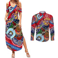 Custom NAIDOC Week 2024 Essendon Bombers Couples Matching Summer Maxi Dress and Long Sleeve Button Shirt Australia Aboriginal Dot Painting