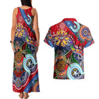Custom NAIDOC Week 2024 Essendon Bombers Couples Matching Tank Maxi Dress and Hawaiian Shirt Australia Aboriginal Dot Painting