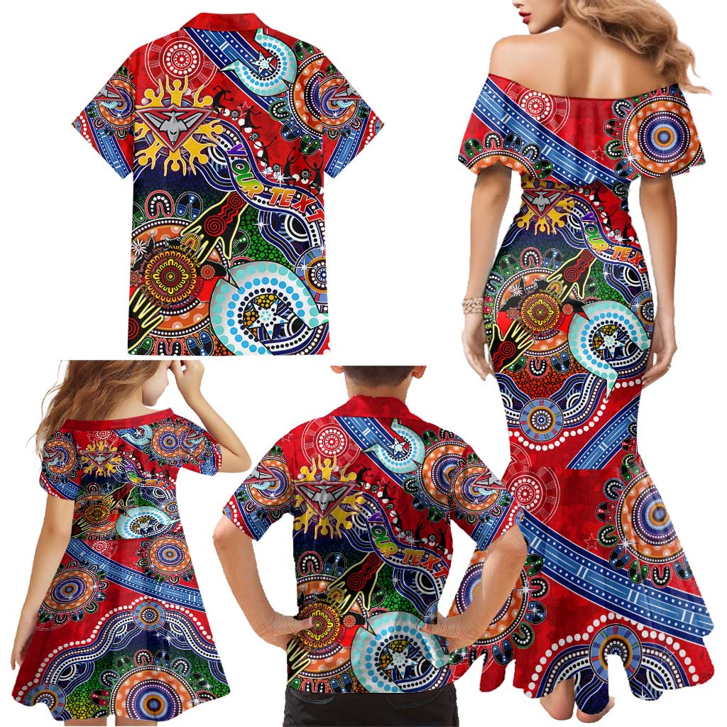 Custom NAIDOC Week 2024 Essendon Bombers Family Matching Mermaid Dress and Hawaiian Shirt Australia Aboriginal Dot Painting