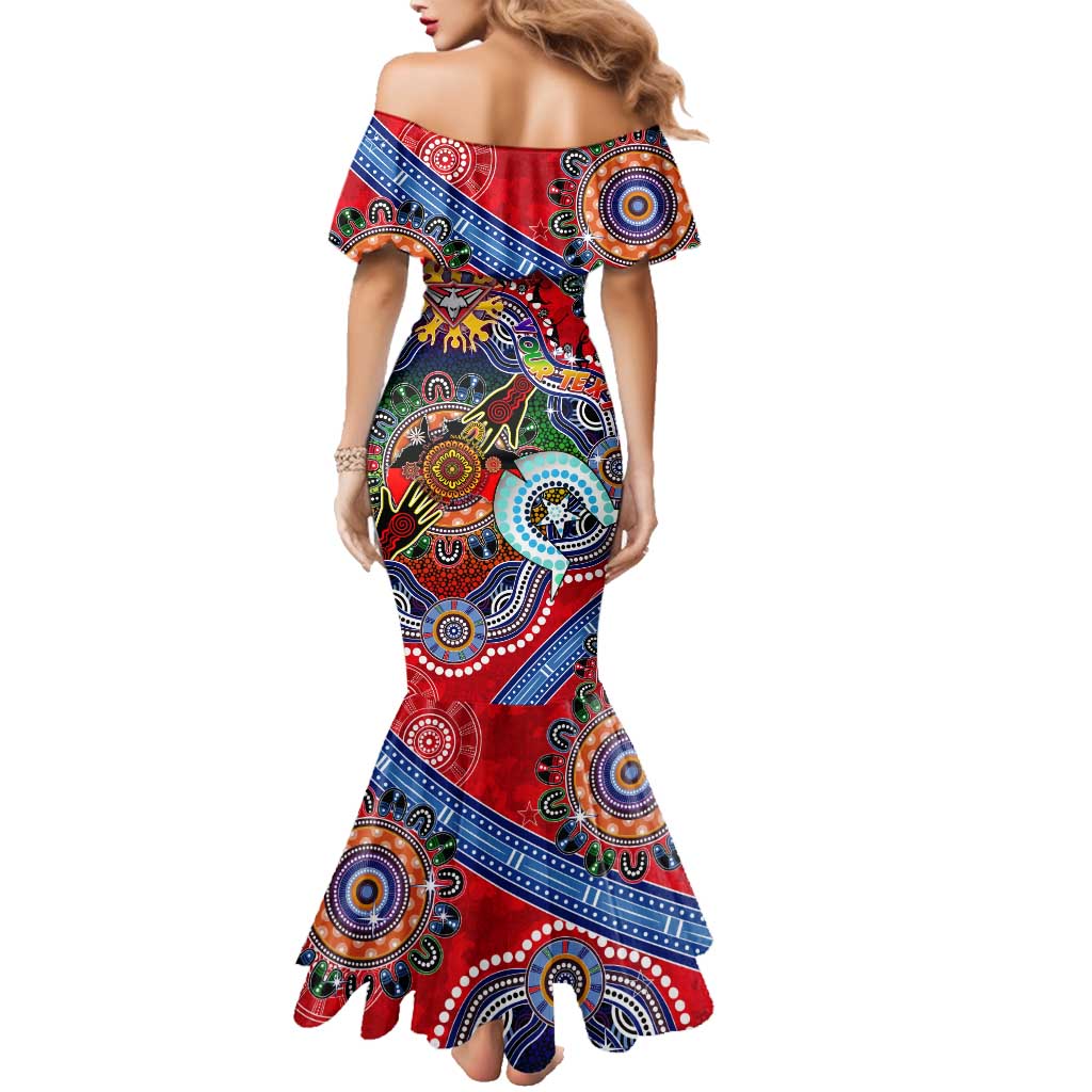 Custom NAIDOC Week 2024 Essendon Bombers Family Matching Mermaid Dress and Hawaiian Shirt Australia Aboriginal Dot Painting