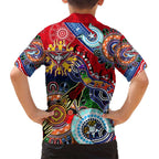 Custom NAIDOC Week 2024 Essendon Bombers Family Matching Off Shoulder Maxi Dress and Hawaiian Shirt Australia Aboriginal Dot Painting