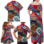 Custom NAIDOC Week 2024 Essendon Bombers Family Matching Off Shoulder Maxi Dress and Hawaiian Shirt Australia Aboriginal Dot Painting